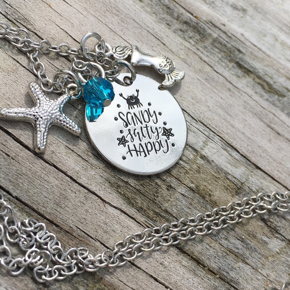 Sandy Salty Happy Charm Necklace